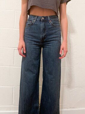 Levi's High Rise Ribcage Straight Wide Leg Dark Wash Jeans